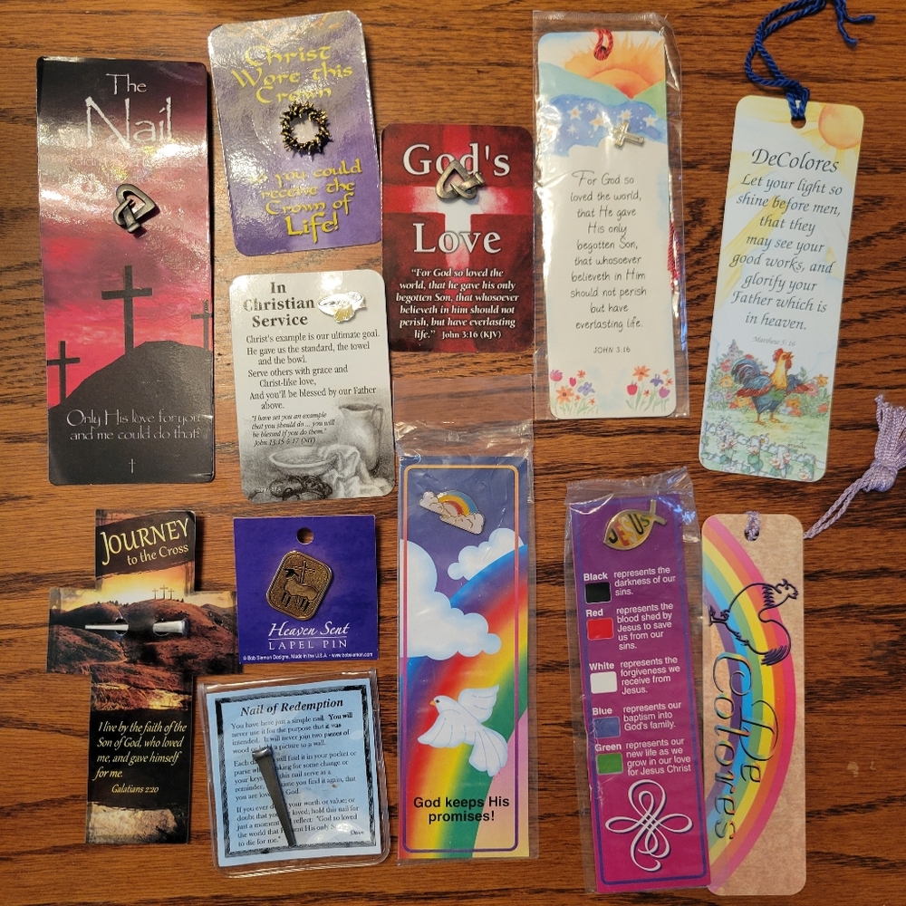 Religious Tie Tack Pin & Bookmark Bundle ~ Religious Jesus ~ Easter FINAL PRICE